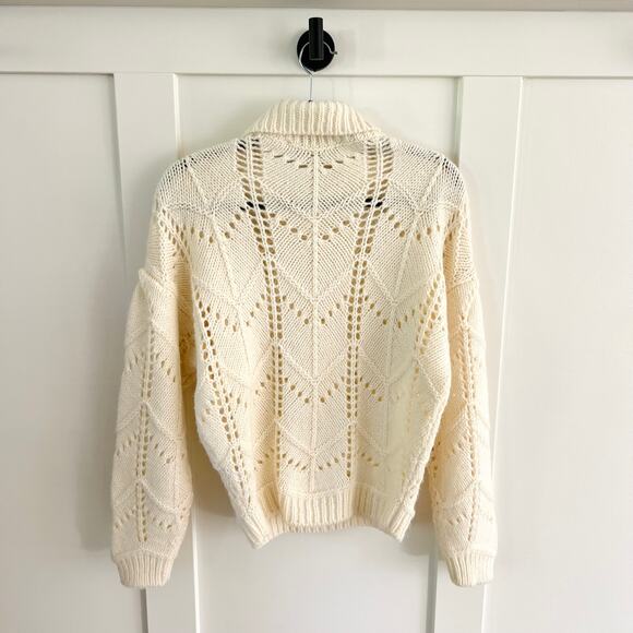 IRO Lovely Wool Blend Open Stitch Cream White Knit Sweater Size Small - Picture 2 of 6
